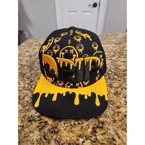 DRIP Top Level Snap Back Hat Black Yellow Snapback One Size Fits All